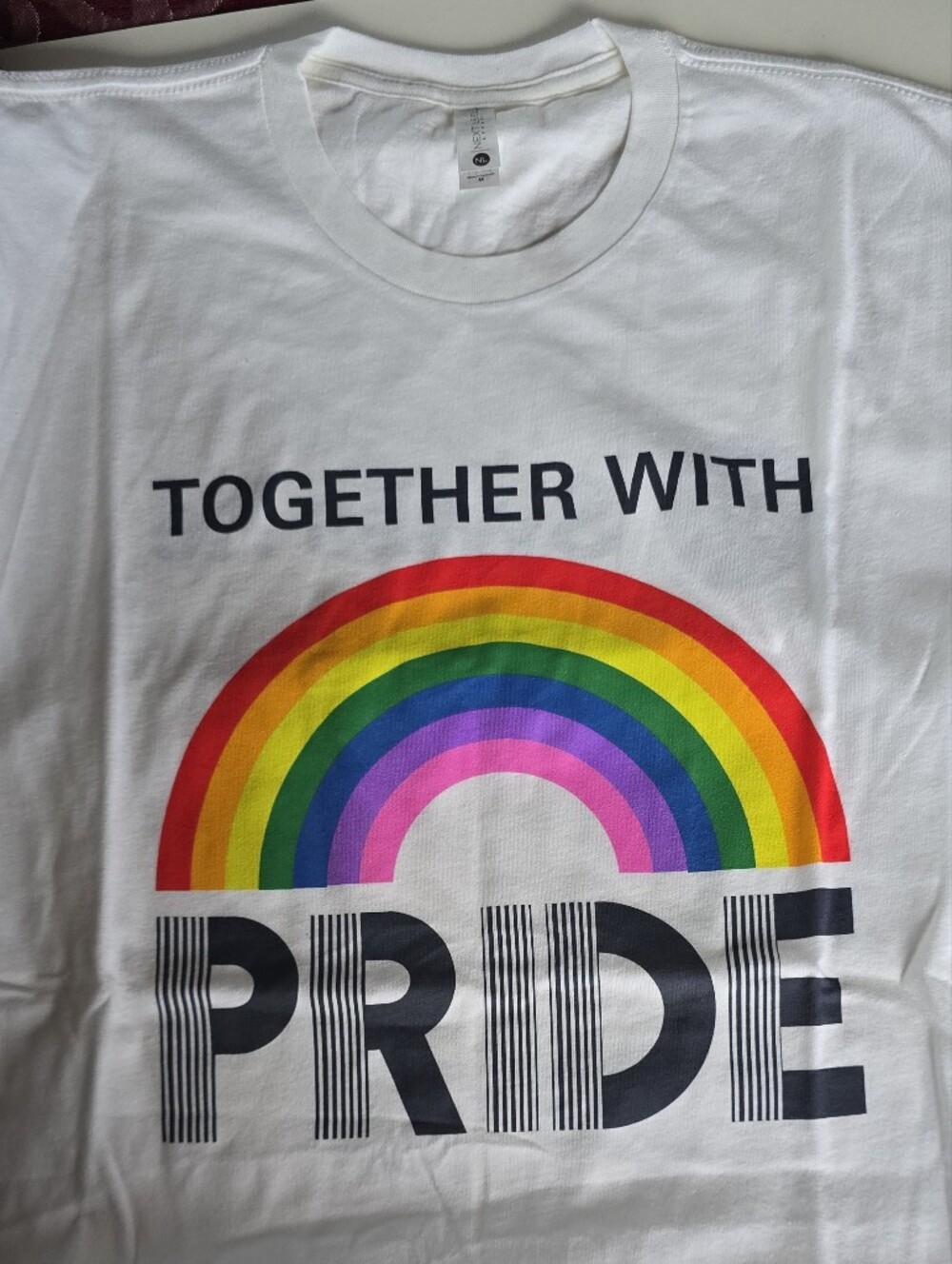 Together With Pride' White Rainbow Graphic Tee